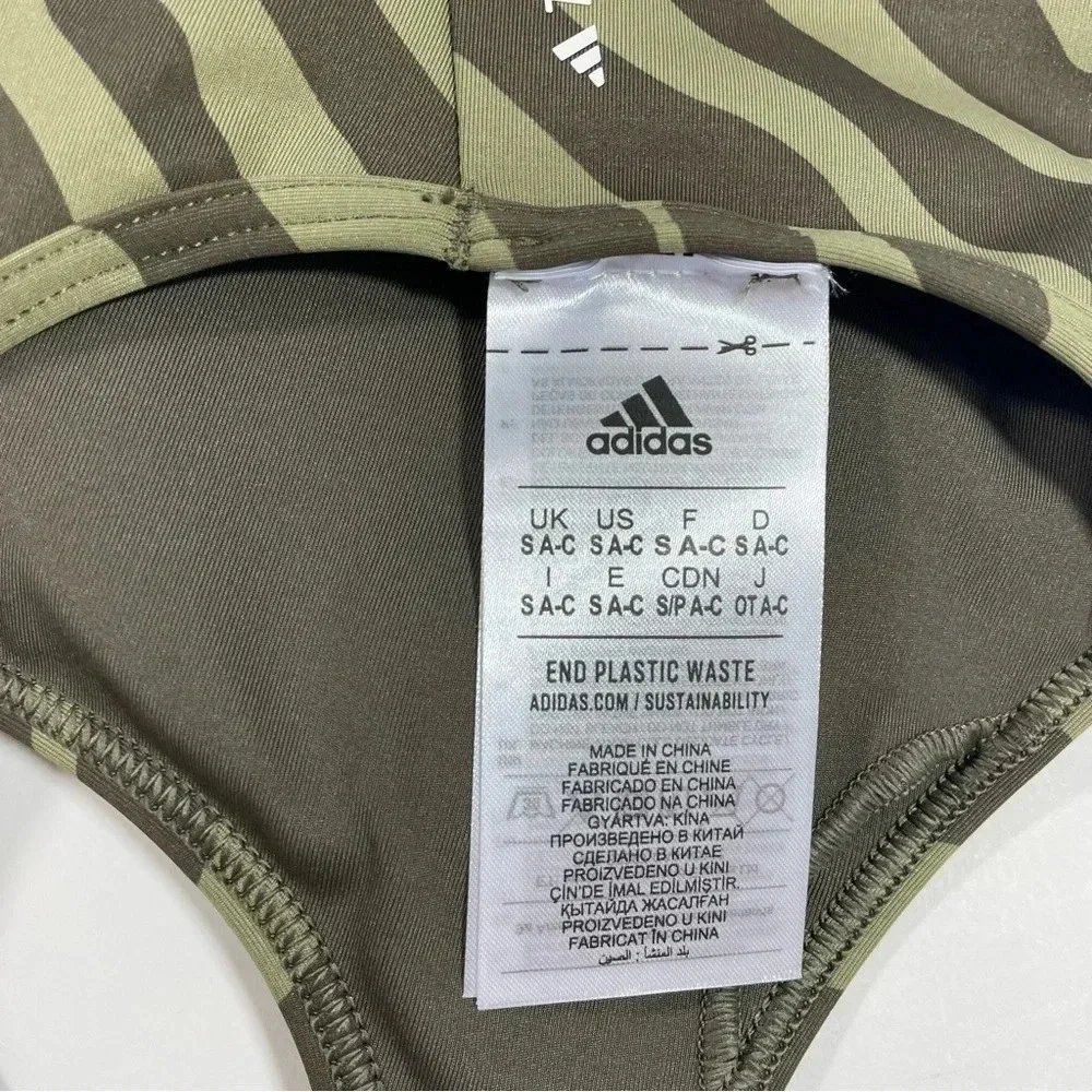 Adidas Hyperglam Tech fit Zebra Print Sports Bra Orbit Green - Picture 4 of 8